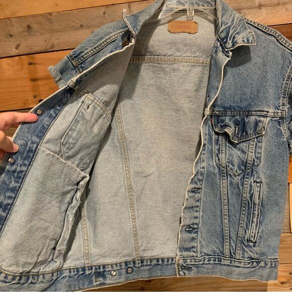 Levi's Retro Distressed Grunge Denim Screen Print 501 Button Front Vest Size M - Picture 4 of 16